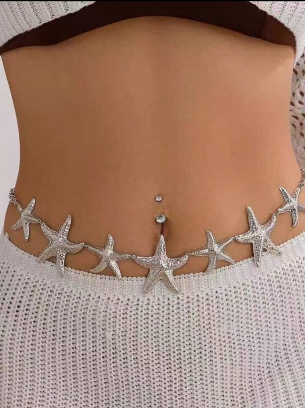 Silver Starfish Chain Waist Belt - Women Jewelry